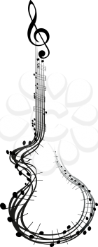 abstract image of musical notes resembling in the form of a guitar