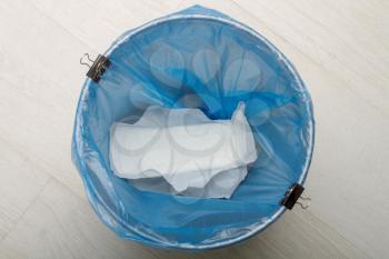 top view of a bin in which the sanitary napkin is thrown out