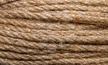 Large skein of coarse natural rope close-up