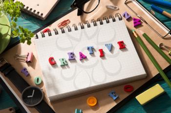 Creative concept - letters on the desk and other stuff