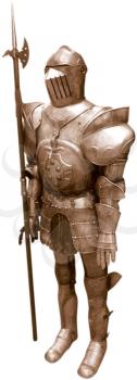Royalty Free Sepia Tone Photo of a Knights Suit of Armour