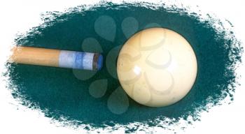 Royalty Free Photo of a Pool Cue and Ball