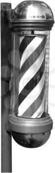 Royalty Free  Black and White Photo of a Barber Pole