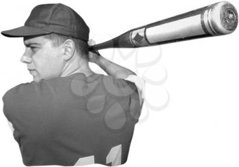 Royalty Free Black and White Photo of a Baseball Player