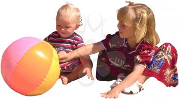 Royalty Free Photo of a Children Playing with a Blowup Ball