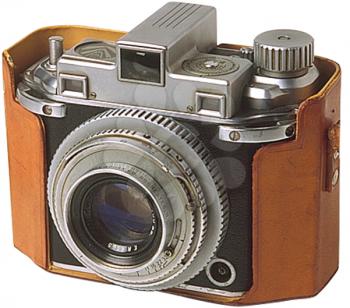 Royalty Free Photo of a Vintage Camera in a Leather Case
