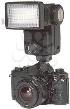 Royalty Free Photo of a Camera with a Flash