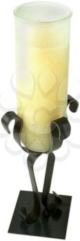 Royalty Free Photo of a Candle in a Glass Candlestick Holder