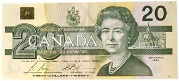 Royalty Free Photo of a Canadian Twenty Dollar Bill