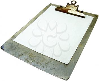 Royalty Free Photo of a Piece of White Paper Isolated on a Clipboard
