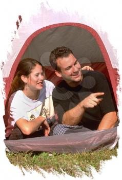 Royalty Free Photo of a Couple in a Tent