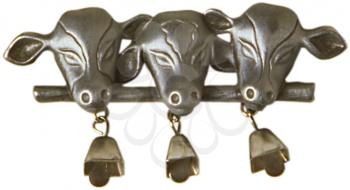Royalty Free Photo of Ornamental Cow Bells Brooch