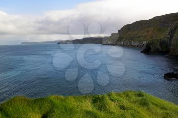 View over ocean from Carrick-a-rede island in Northern Ireland.
