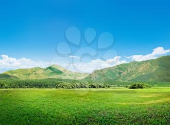 Mountains and meadow natural landscape nature background
