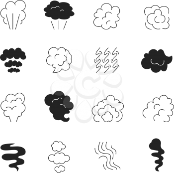 Smoke line icon. Steam smell and smoking clouds stylized symbols silhouette vector pictures isolated. Illustration of aroma smell, odor gas cloud