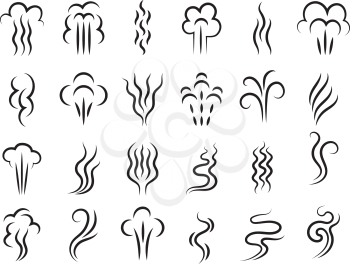 Odour graphic. Vapour aroma clouds symbols abstract lines vector collection. Smell cloud, scent and odor, steam vapour smoke illustration