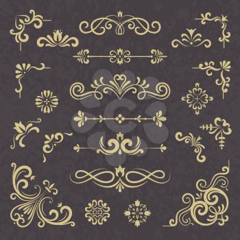 Vintage ornament. Borders dividers ornate victorian style floral wedding cornice vector typography set. Illustration wedding calligraphic, floral frame calligraphy