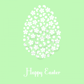 Happy Easter Card. Decorative ornament from flowers in shape of Easter egg with warm wishing text