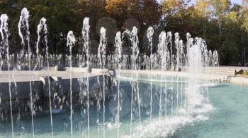 Fountain Splashing Water In The Park In Belgrade City Serbia 