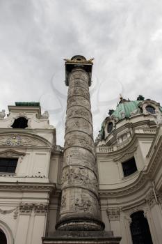 Karlskirche Church In Vienna Austria On Dramatic Cloudy Day
