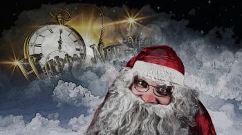 Santa Claus in Christmas Night. Happy New Year and Merry Christmas illustration