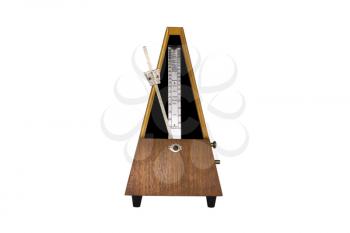 Vintage Metronome Isolated On White Background. Musical Equipment