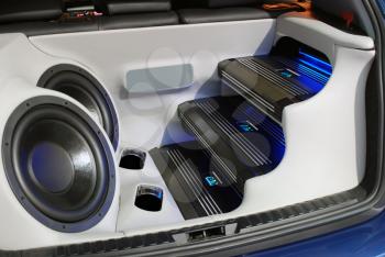 Backside of car with power audio system