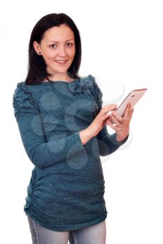 beautiful teenage girl with tablet pc 
