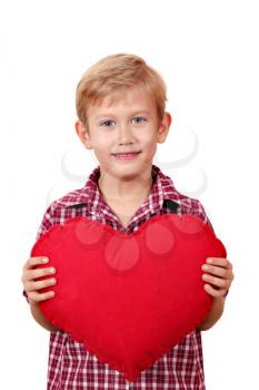 boy with big red heart
