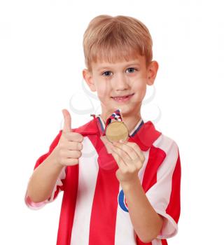 boy with gold medal winner