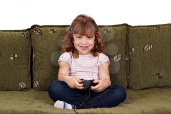 little girl play video game