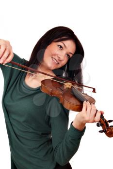 beautiful girl play music on violin