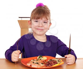 happy little girl healthy eating