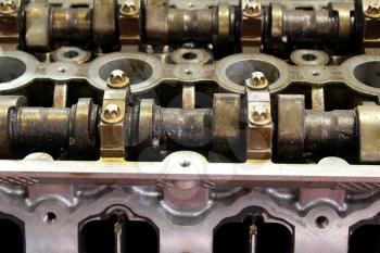 car engine camshaft close up