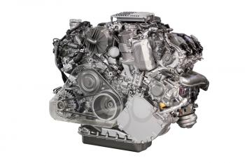 powerful car engine isolated on white 