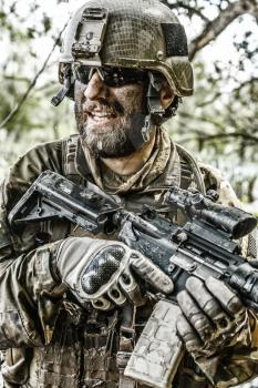 Green Berets US Army Special Forces Group soldier in action