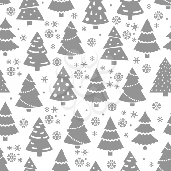 Abstract Christmas tree seamless pattern. Winter seamless texture with fir tree and snowflakes. Illustration of tree pattern christmas vector