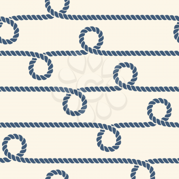 Marine folded ropes seamless pattern with decoration element, endless knitwear, vector illustration