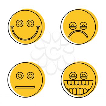 Emoji, emoticons icons in line style isolated on white background. Vector illustration