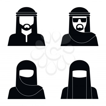 Middle Eastern people avatar in monochrome style design. Vector illustration