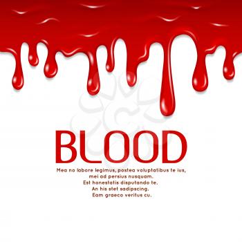 Dripping seamless blood. Horror vector concept illustration. Flowing red blood
