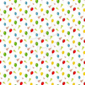 Birthday seamless pattern - colorful balloons seamles background. Vector illustration