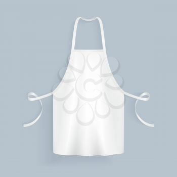 White blank kitchen cotton apron isolated vector illustration. Protective apron uniform for cooking or baker