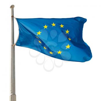 Waving European Union EU flag isolated on white background