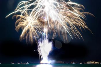 Salute, fireworks above the bay. Sevastopol.