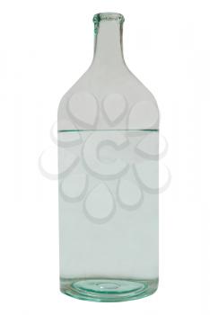 Transparent glass bottle isolated on white.