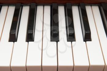 Close up of black and white piano keys