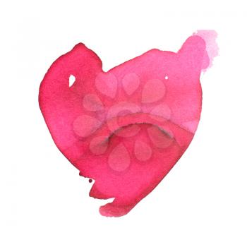 Hand-drawn watercolor painted red heart. Element for your design
