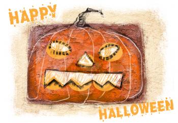 Halloween Pumpkin. Happy Halloween background. Scary pumpkin jack-o-lantern with creepy smile. Abstract decoration. Symbol of Halloween holiday celebration.