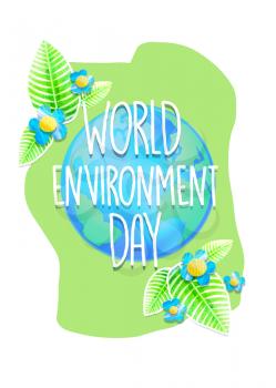 Creative poster or banner of World Environment Day. Ecology protection holiday greeting card. Concept design for placard, flyer, t-shirt, print.